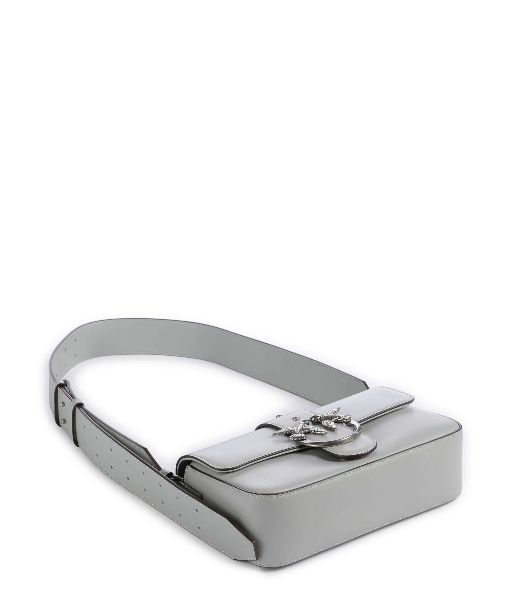 Pinko Love One Mini Slouchy Sac porté épaule grigio perla/old silver - Image 6