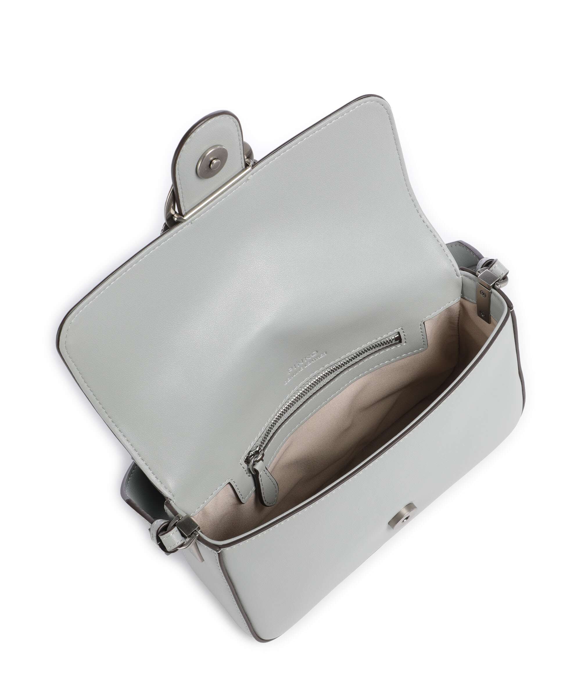 Pinko Love One Mini Slouchy Sac porté épaule grigio perla/old silver - Image 7