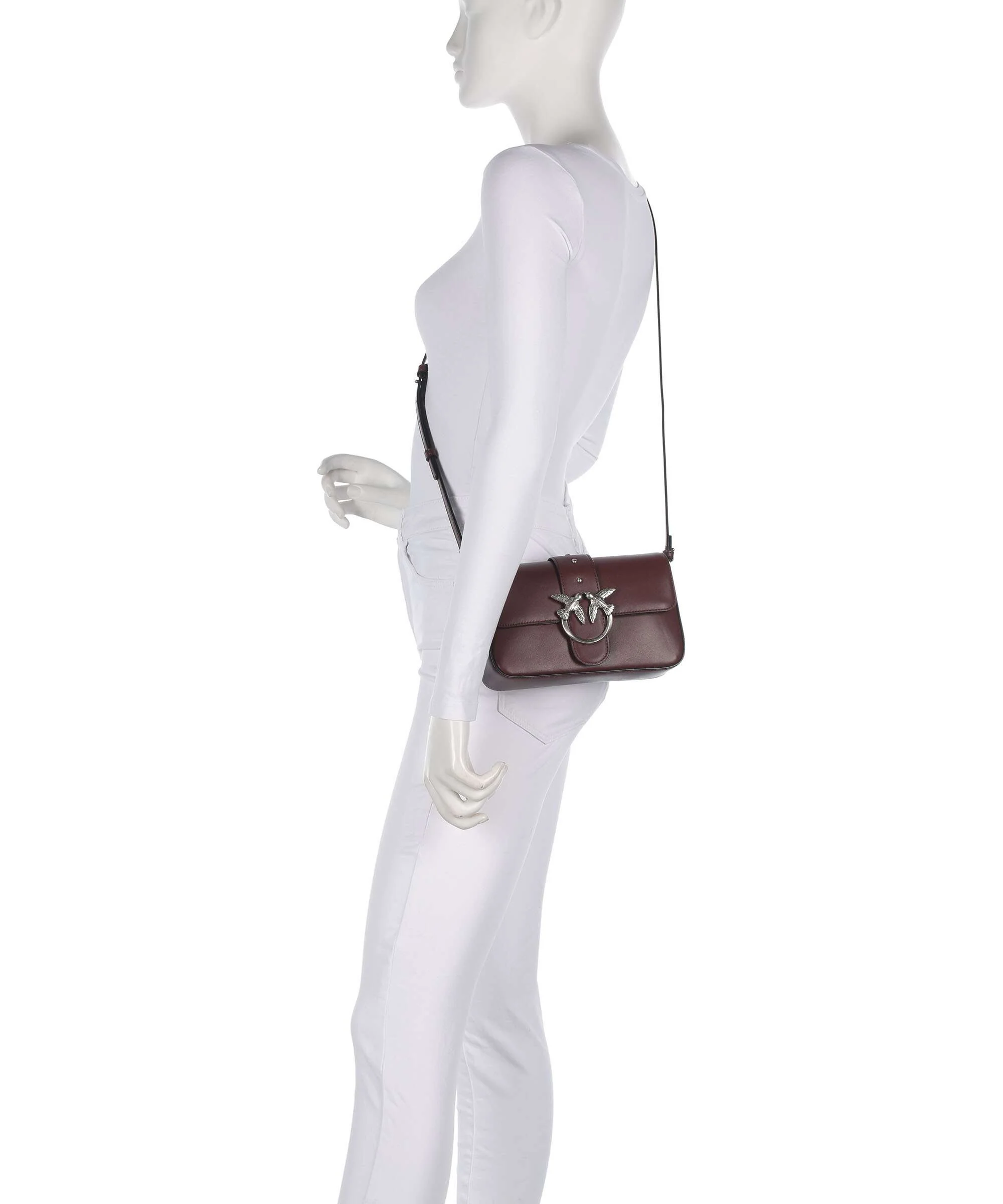 Pinko Love One Mini Slouchy Sac porté épaule burgundy wine/old silver - Image 4