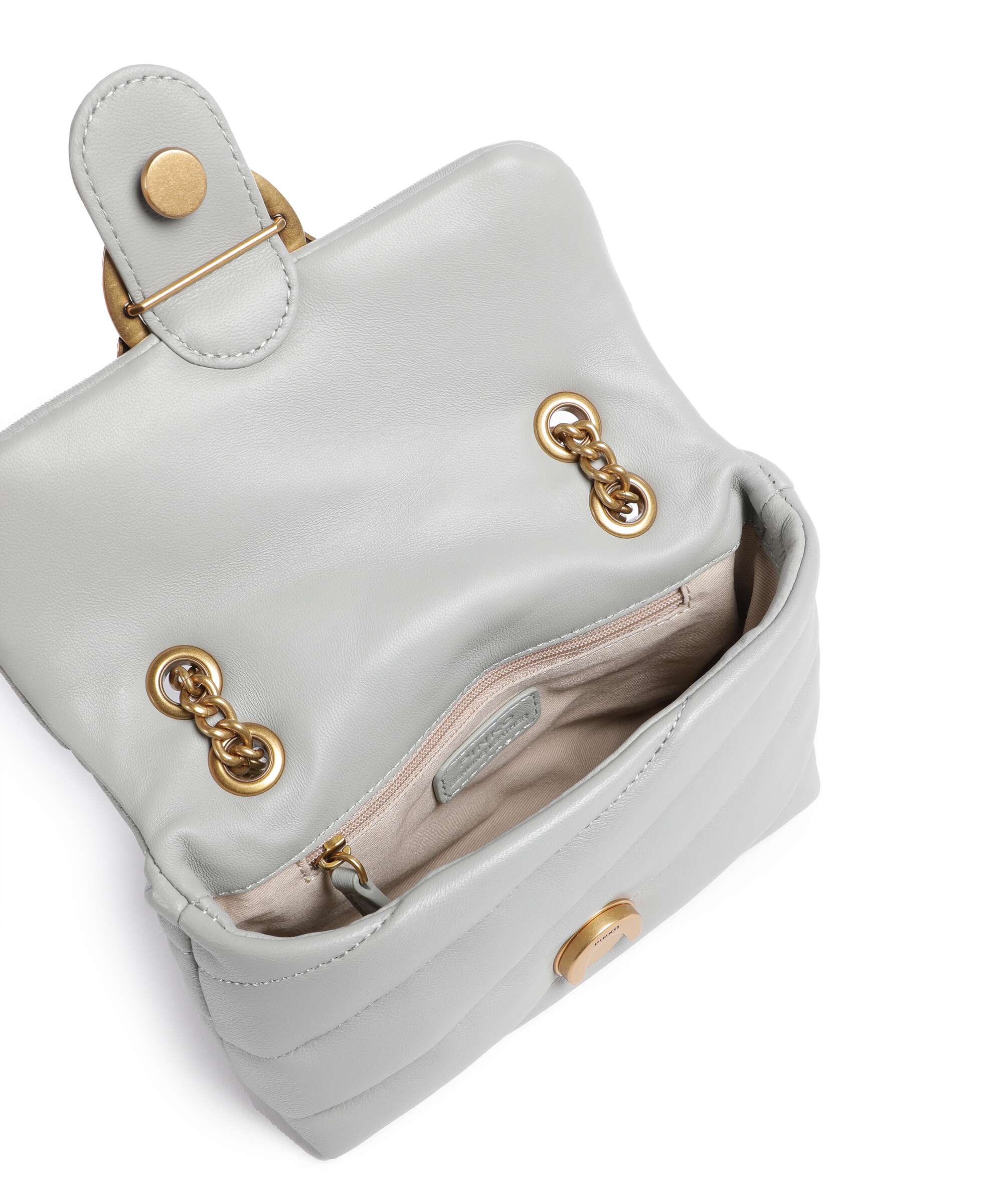 Pinko Love Puff Baby Sac porté épaule grigio perla/antique gold - Image 7