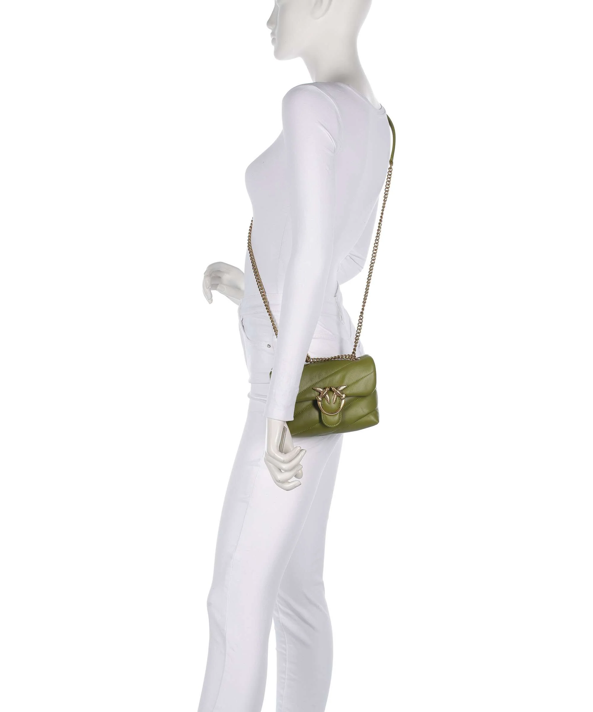 Pinko Love Puff Baby Sac porté épaule verde erba/antique gold - Image 4