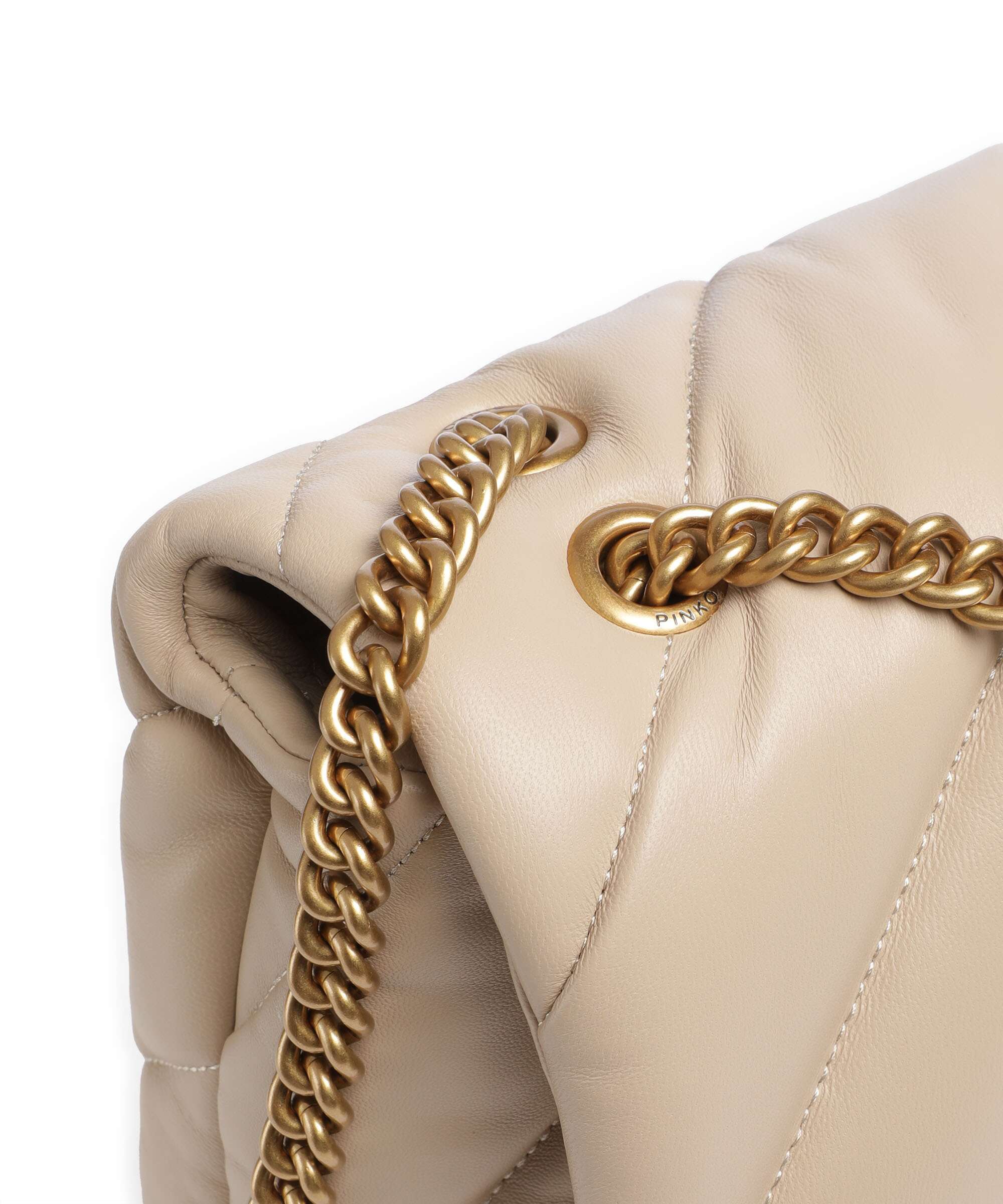 Pinko Love Puff Big Sac porté épaule beige/grigio fumo/antique gold - Image 4
