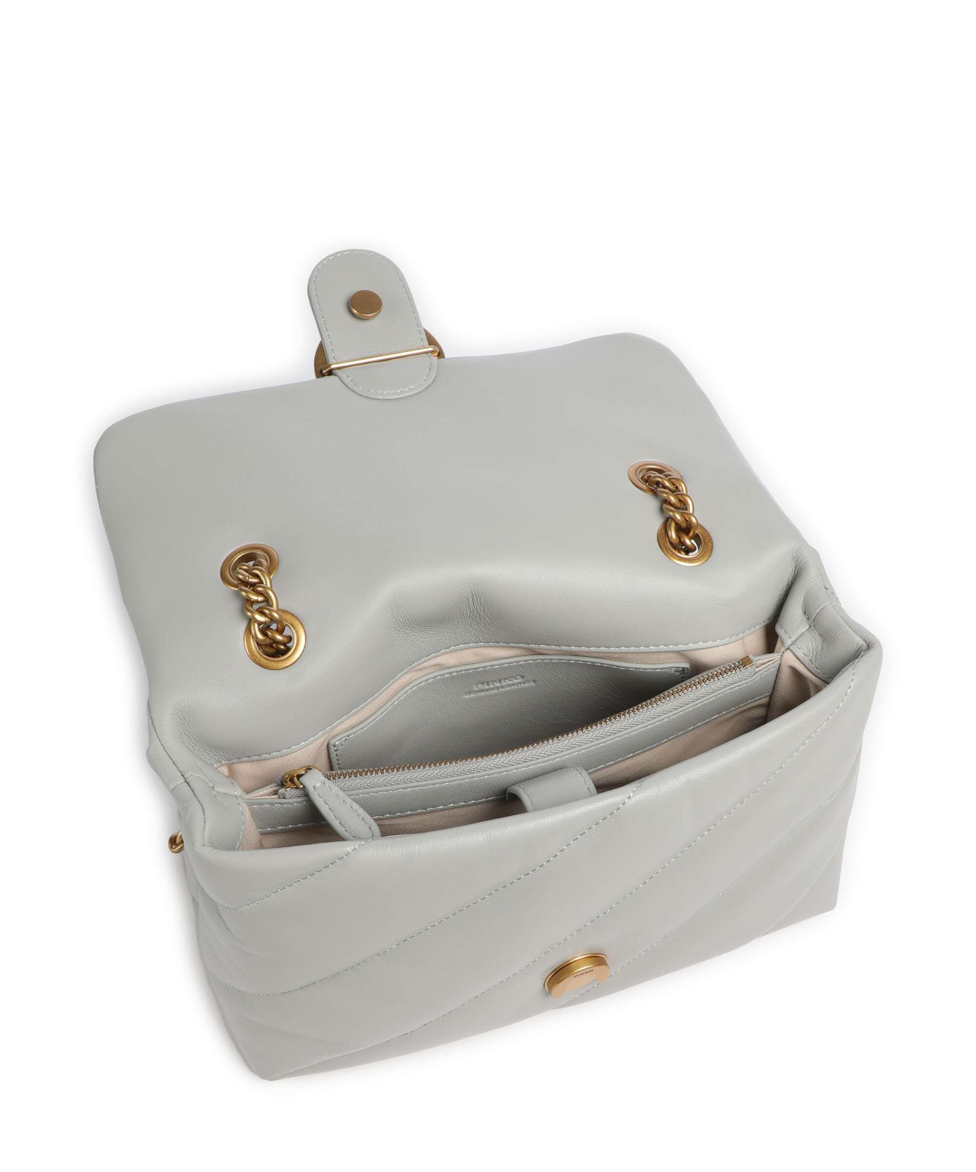 Pinko Love Puff Classic Sac porté épaule grigio perla/antique gold - Image 7
