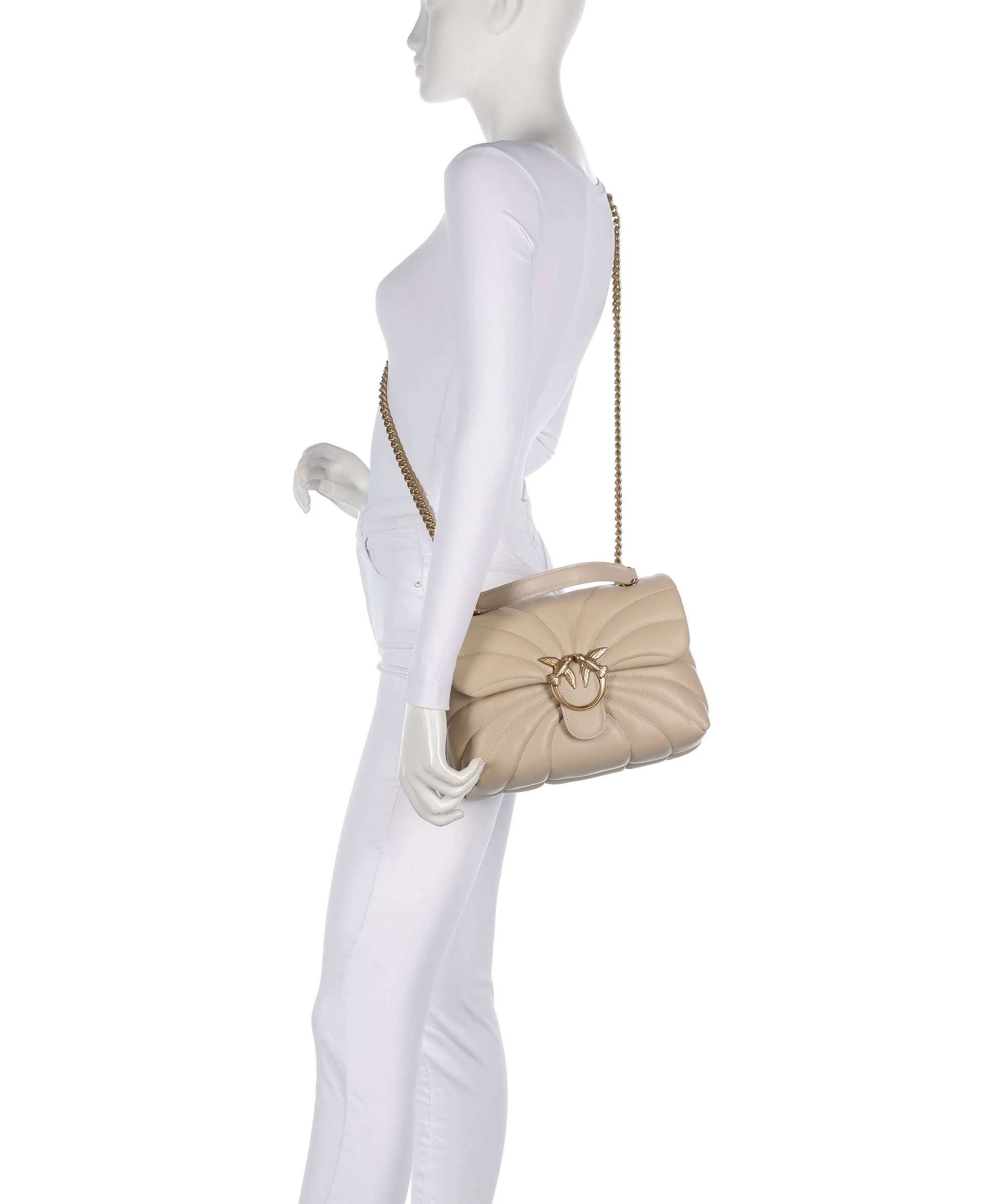 Pinko Love Puff Classic Sac porté épaule beige/grigio fumo/antique gold - Image 3