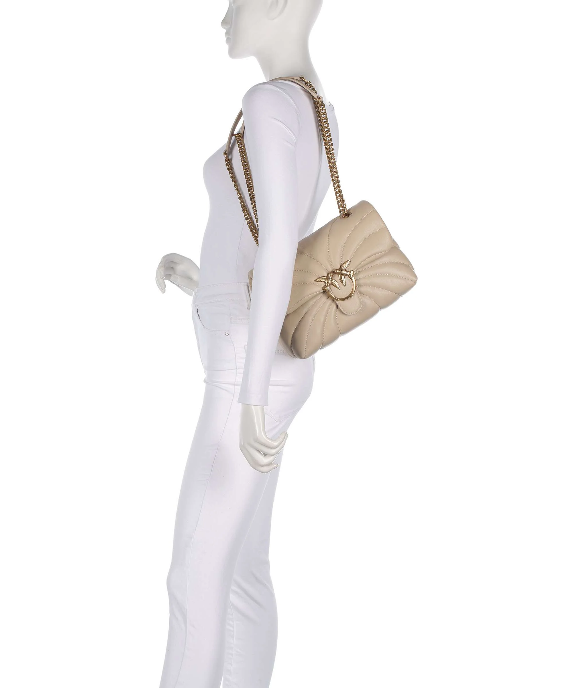 Pinko Love Puff Classic Sac porté épaule beige/grigio fumo/antique gold - Image 4