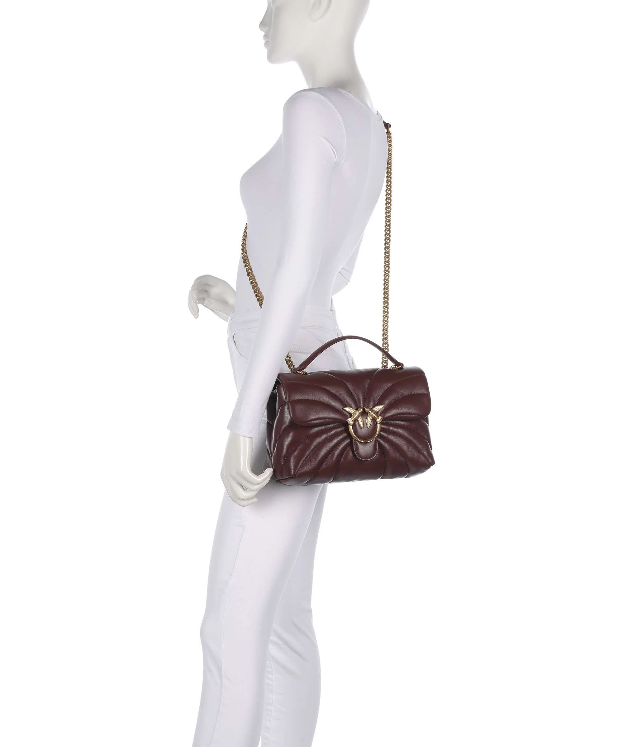 Pinko Love Puff Classic Sac porté épaule burgundy wine/antique gold - Image 3