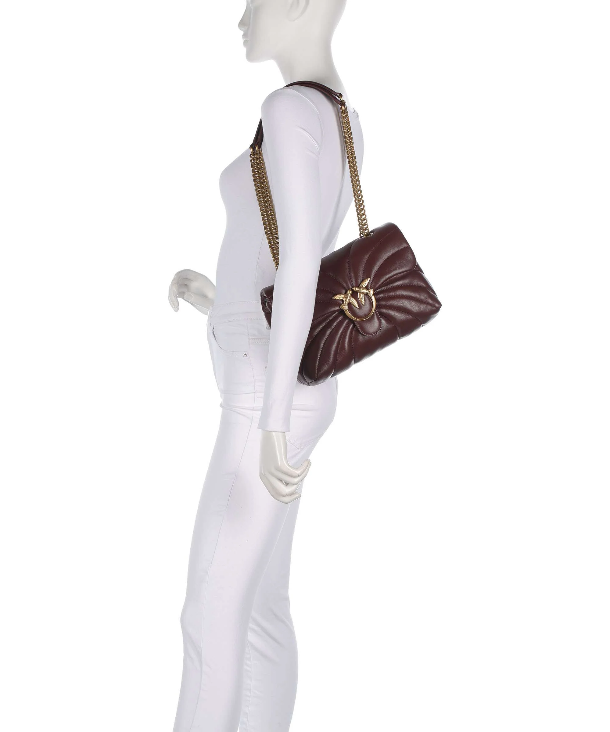 Pinko Love Puff Classic Sac porté épaule burgundy wine/antique gold - Image 4