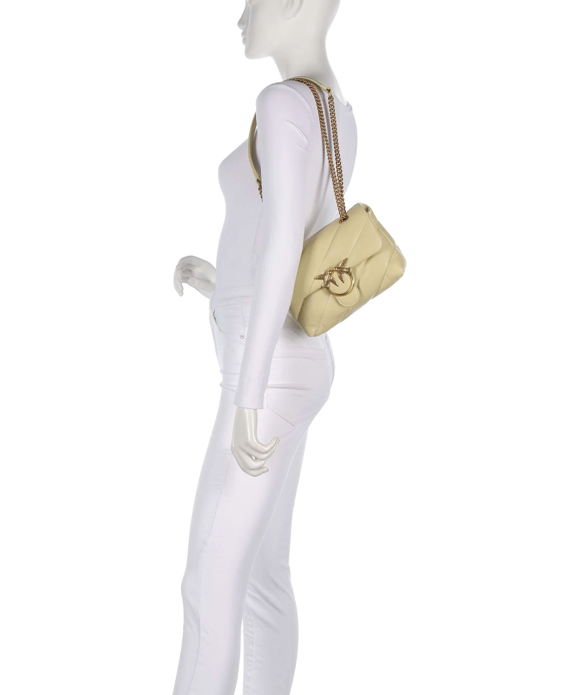 Pinko Love Puff Mini Sac porté épaule giallo vaniglia/antique gold - Image 4