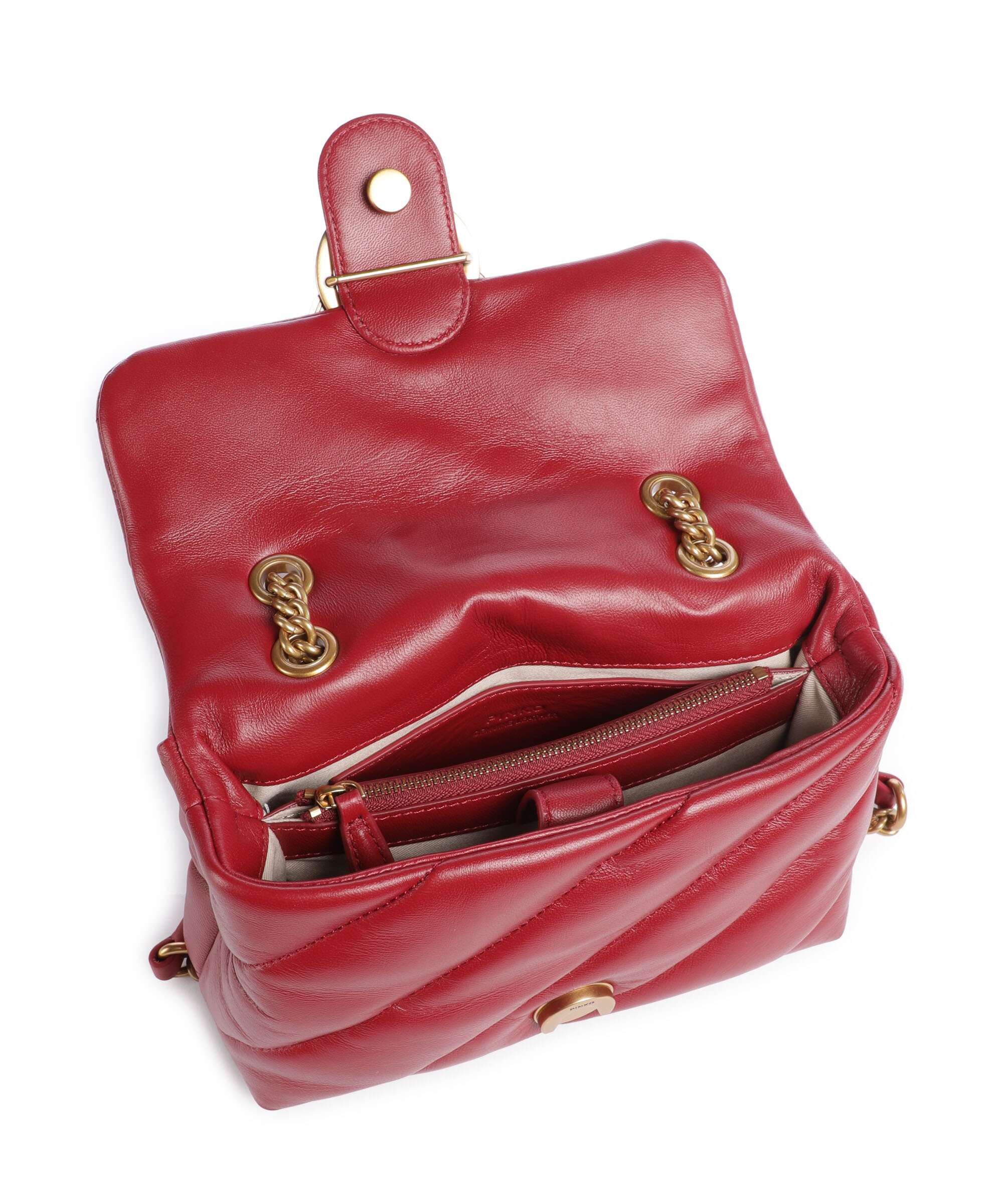 Pinko Love Puff Mini Sac porté épaule rosso scuro/antique gold - Image 7