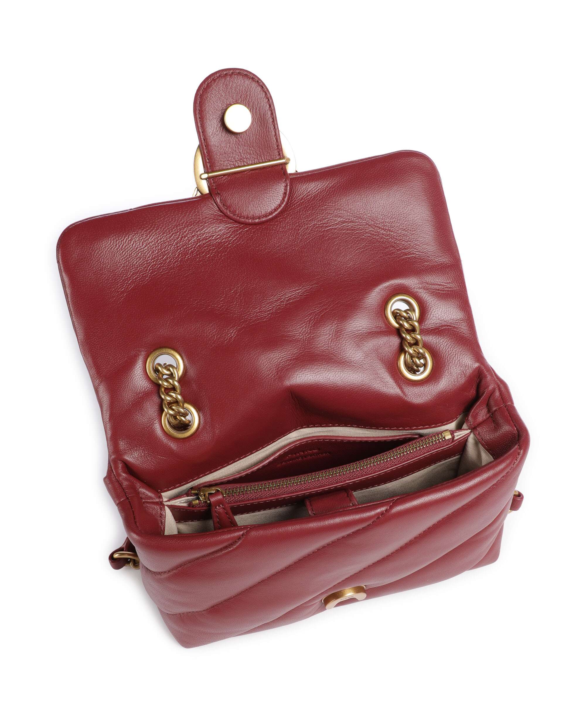 Pinko Love Puff Mini Sac porté épaule bordeaux merlot/antique gold - Image 7