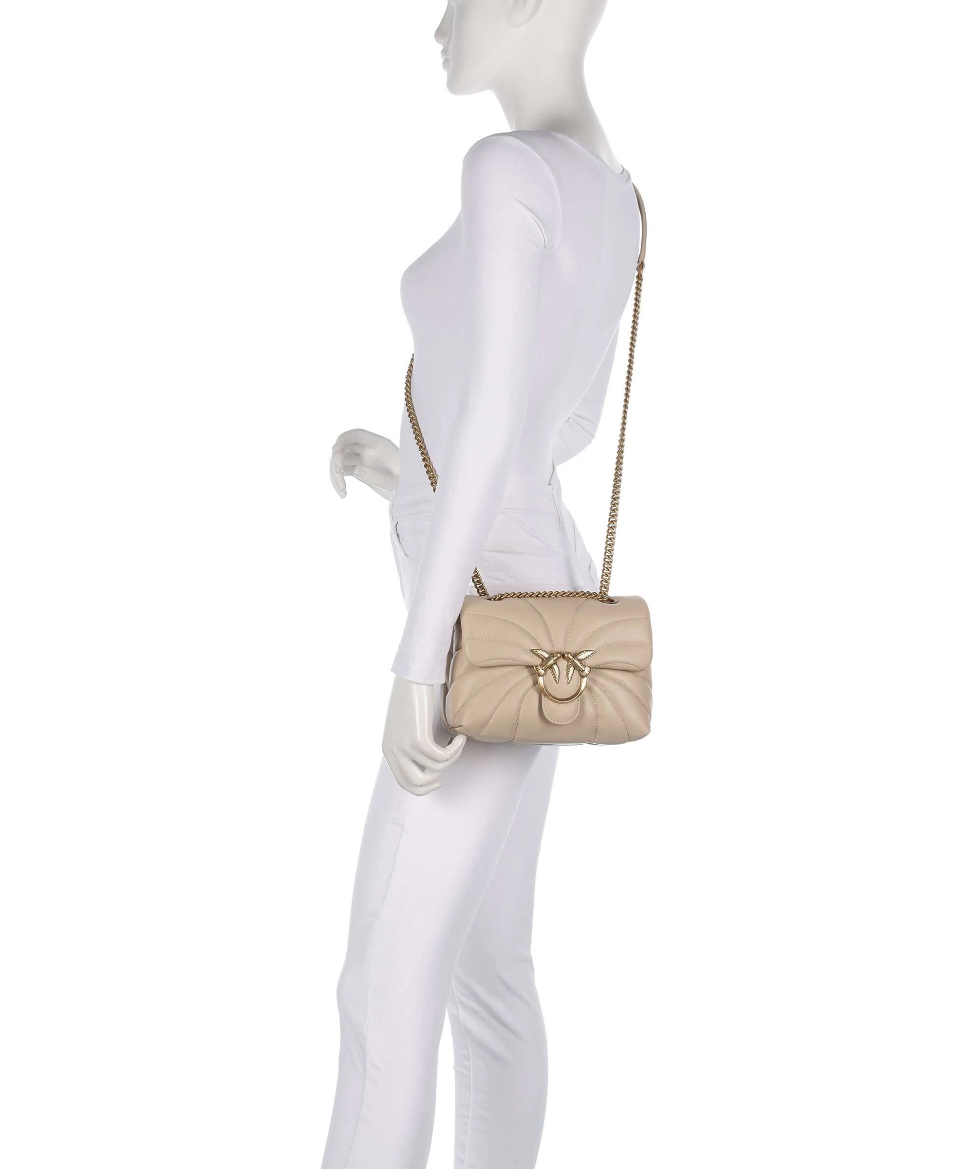Pinko Love Puff Mini Sac porté épaule beige/grigio fumo/antique gold - Image 3