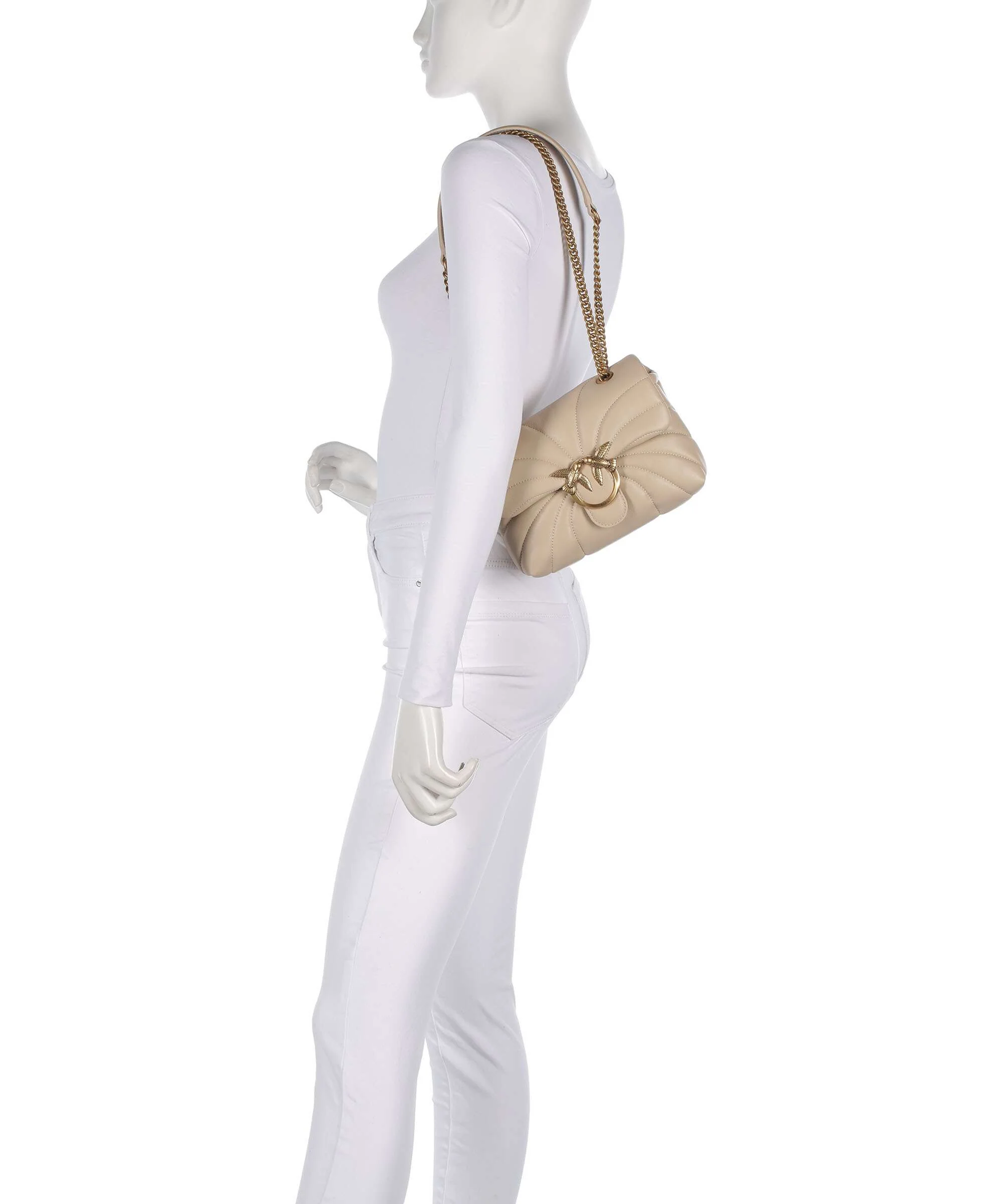Pinko Love Puff Mini Sac porté épaule beige/grigio fumo/antique gold - Image 4
