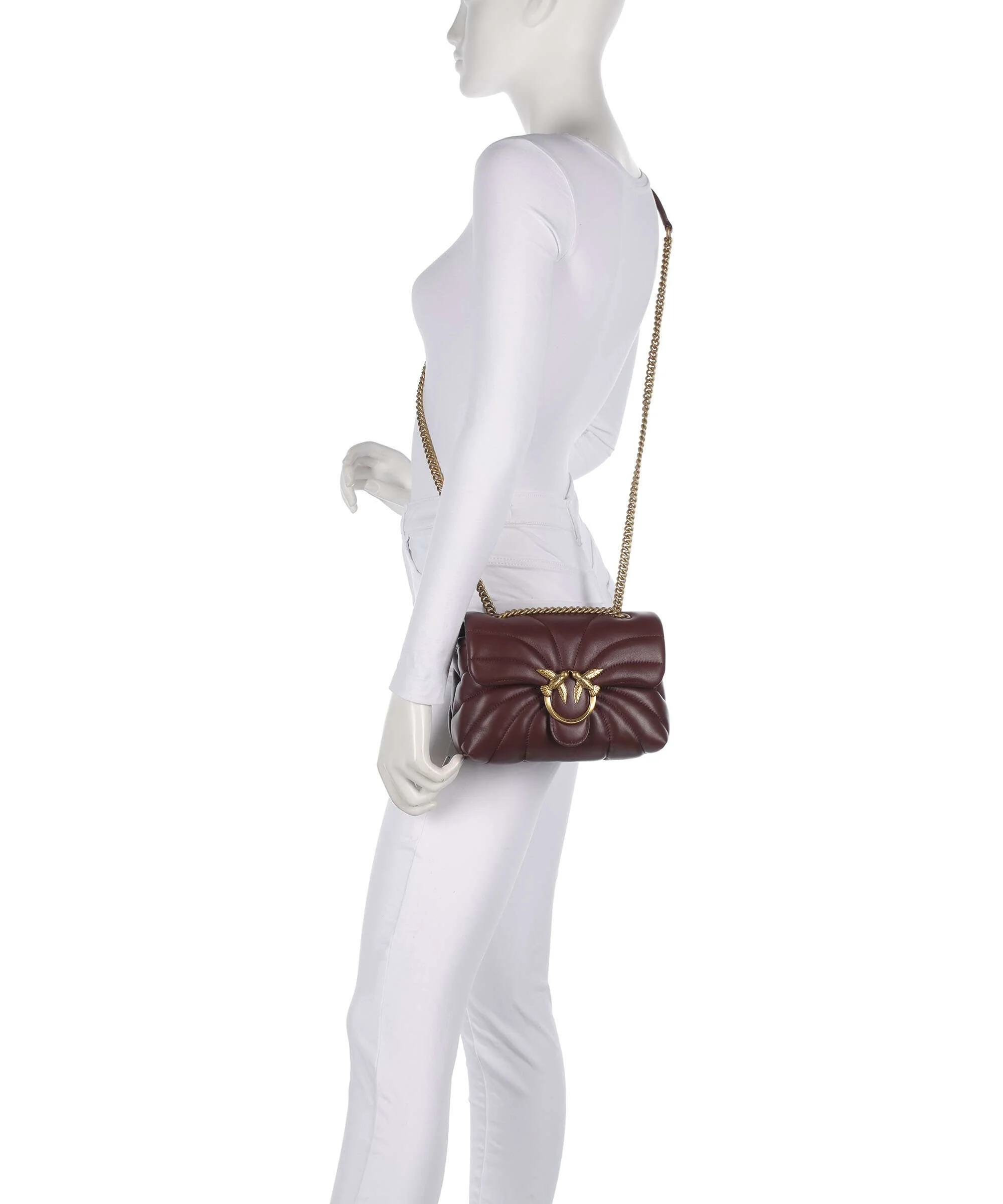 Pinko Love Puff Mini Sac porté épaule burgundy wine/antique gold - Image 3