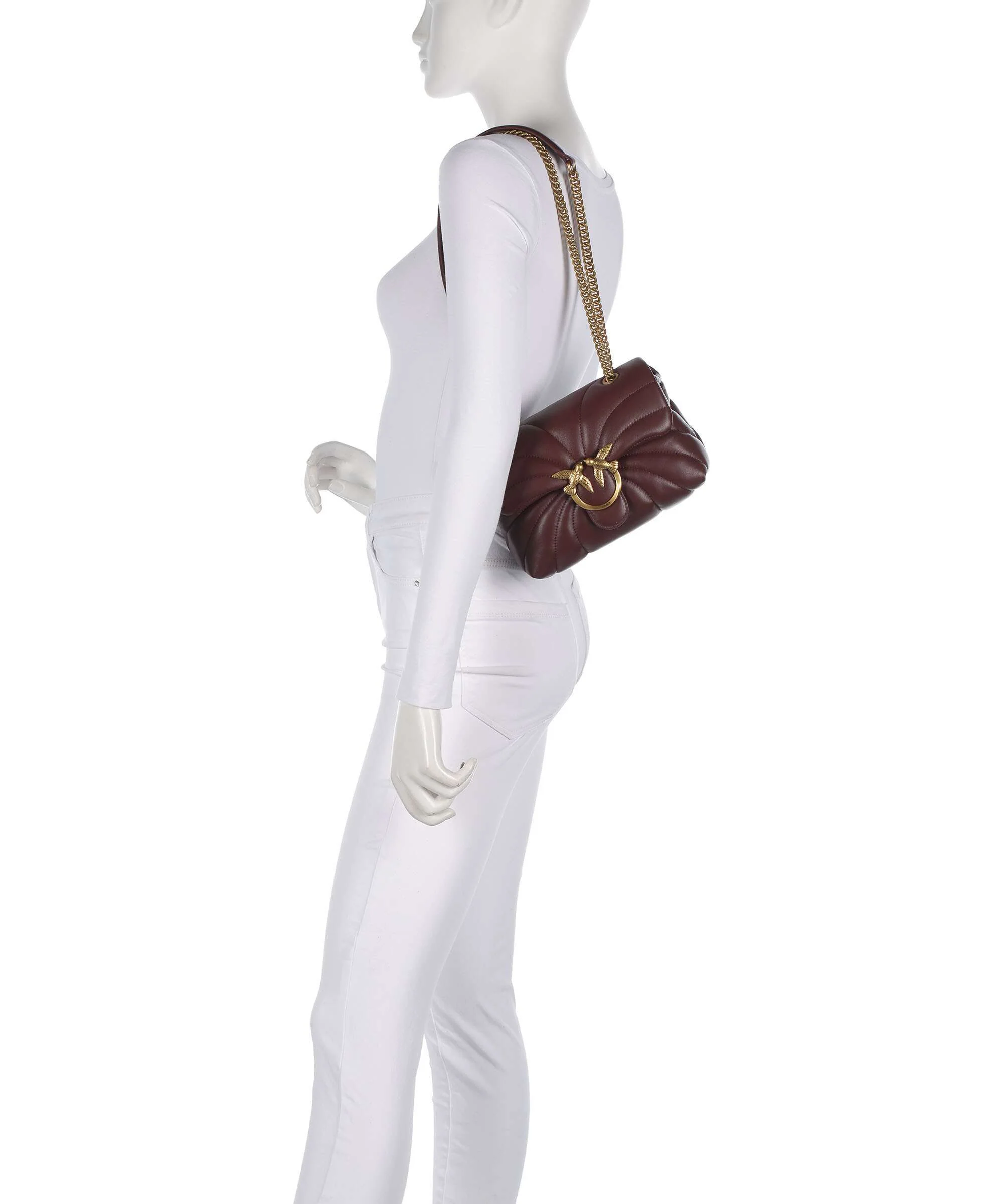 Pinko Love Puff Mini Sac porté épaule burgundy wine/antique gold - Image 4