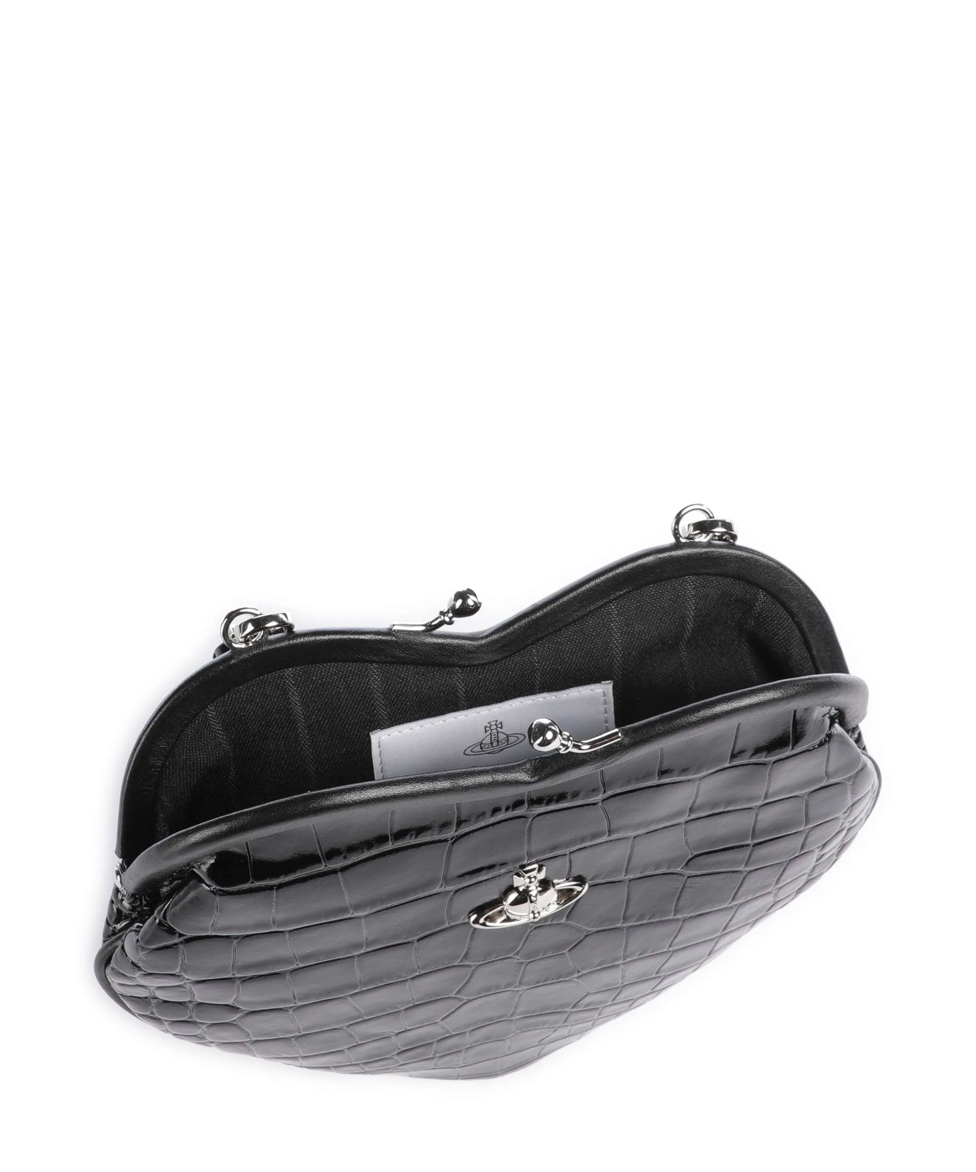 Vivienne Westwood Belle Heart Frame Embossed Croc Sac bandoulière black - Image 6