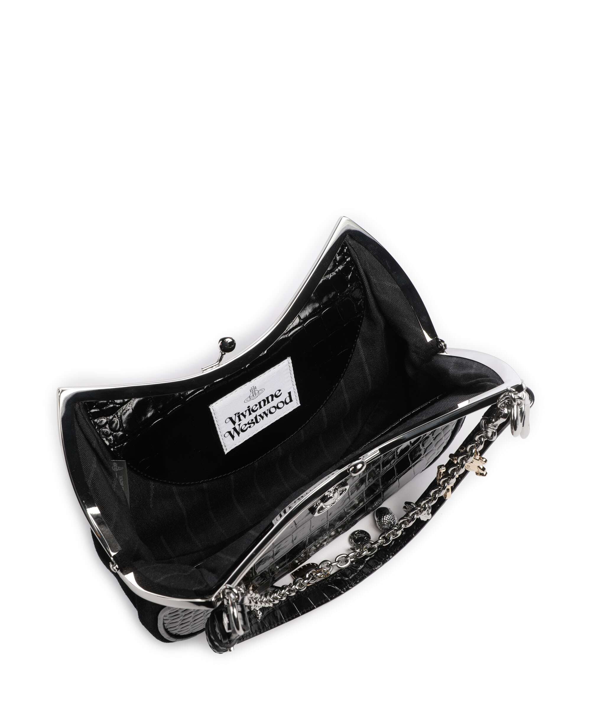 Vivienne Westwood Charm Frame Embossed Croc Sac porté épaule black charms - Image 6