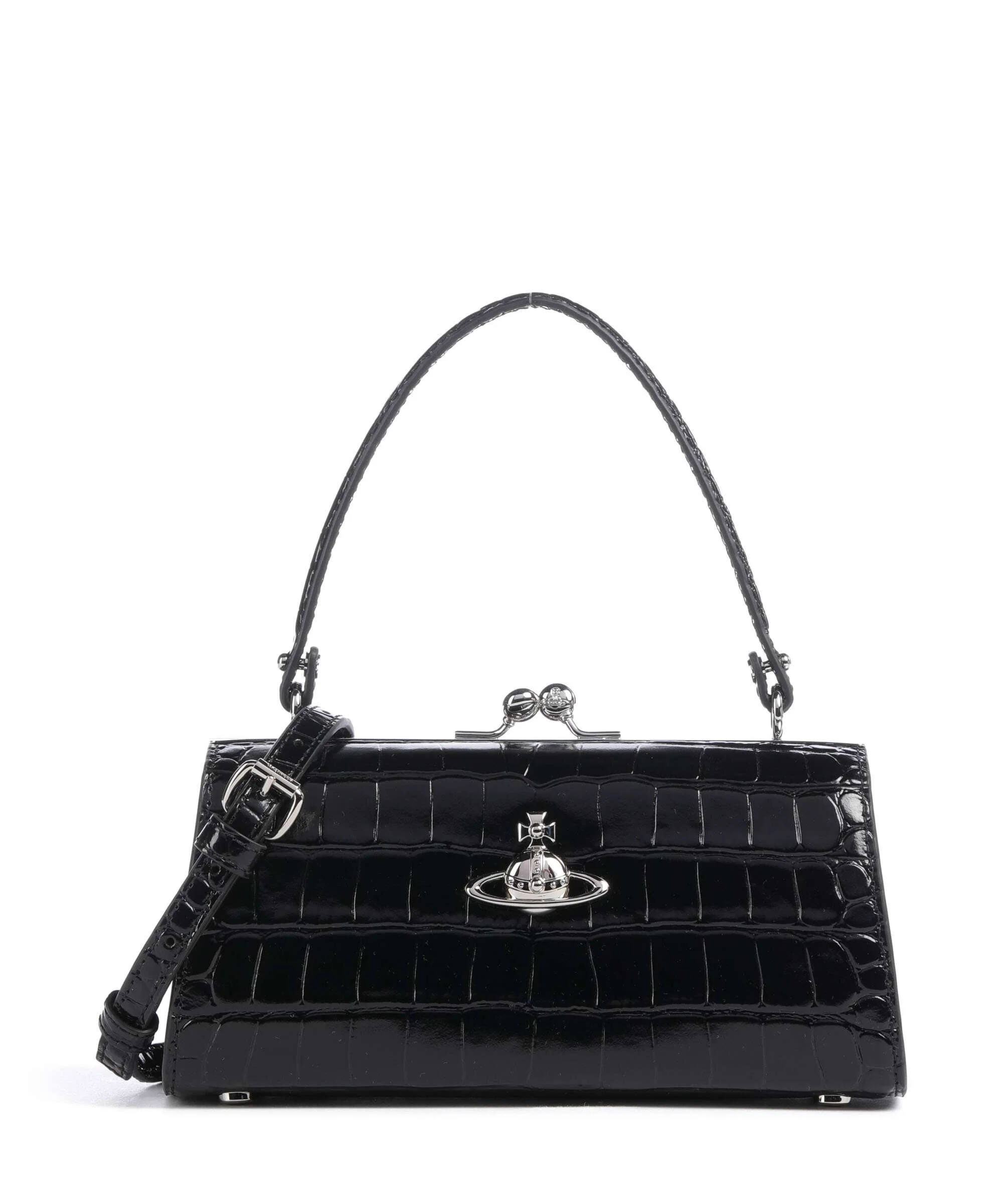 Vivienne Westwood Doll Frame Embossed Croc XL Sac à main black