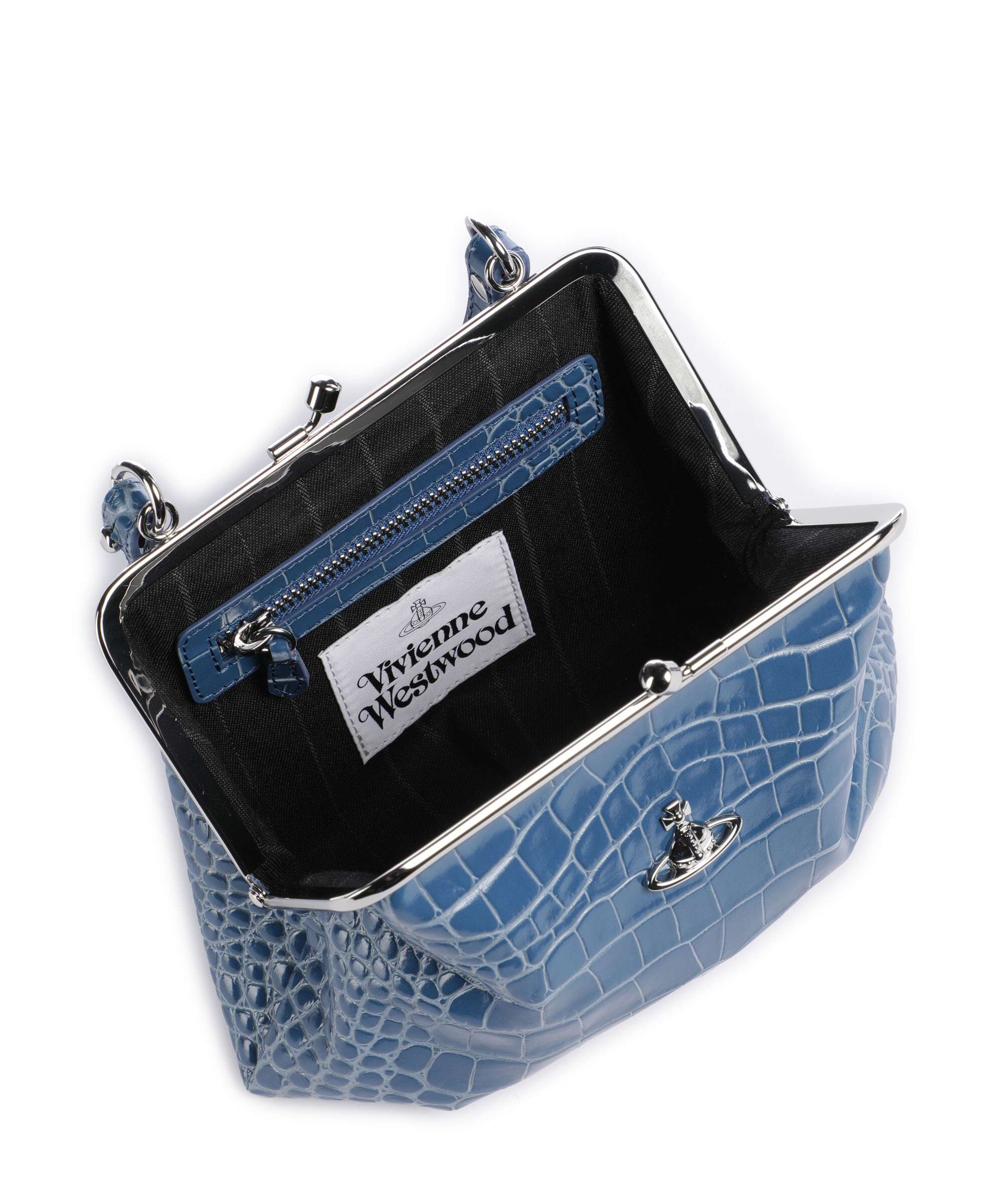 Vivienne Westwood Granny Frame Embossed Croc Sac à main blue - Image 5