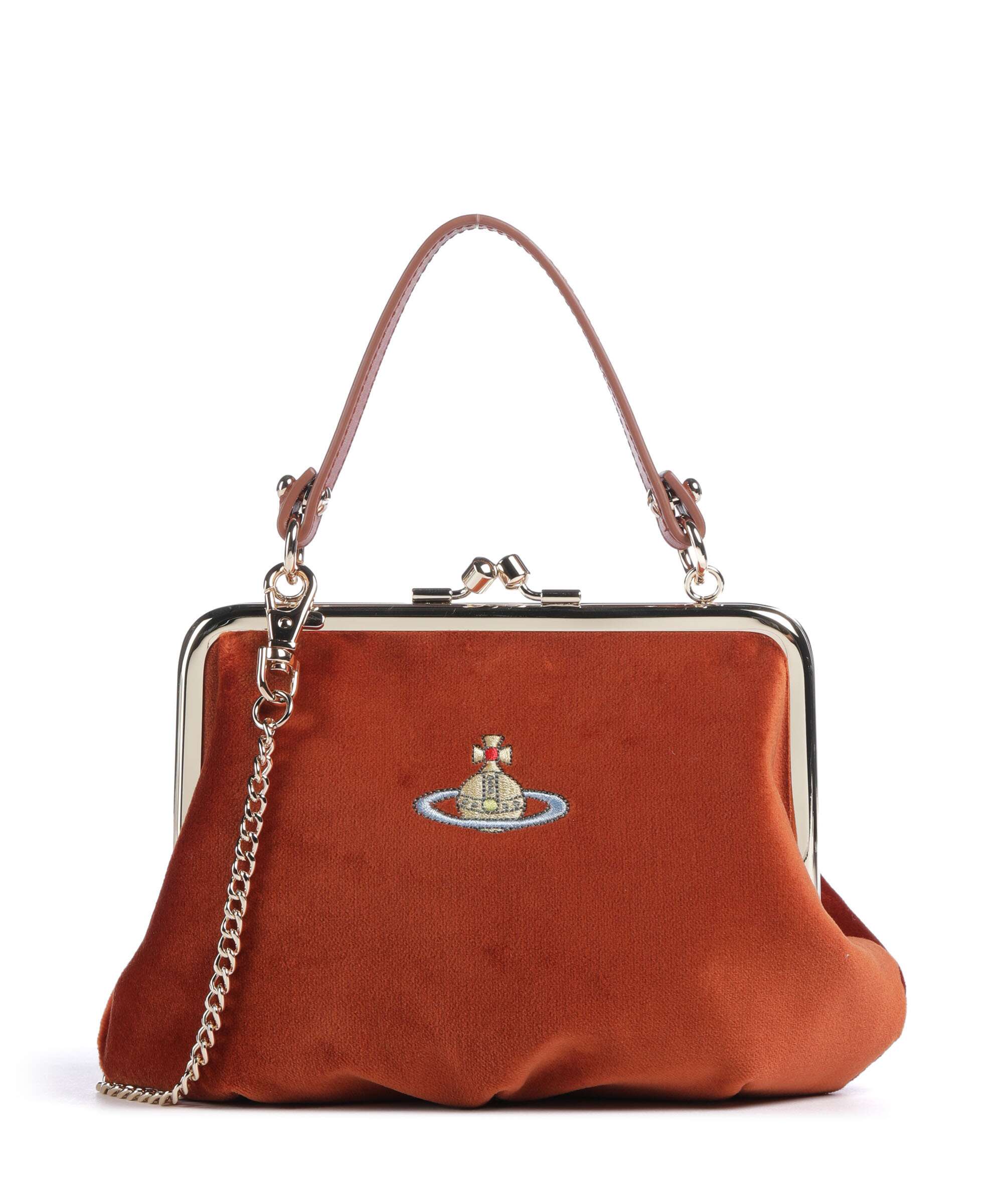 Vivienne Westwood Granny Frame Velvet Sac bandoulière burnt orange
