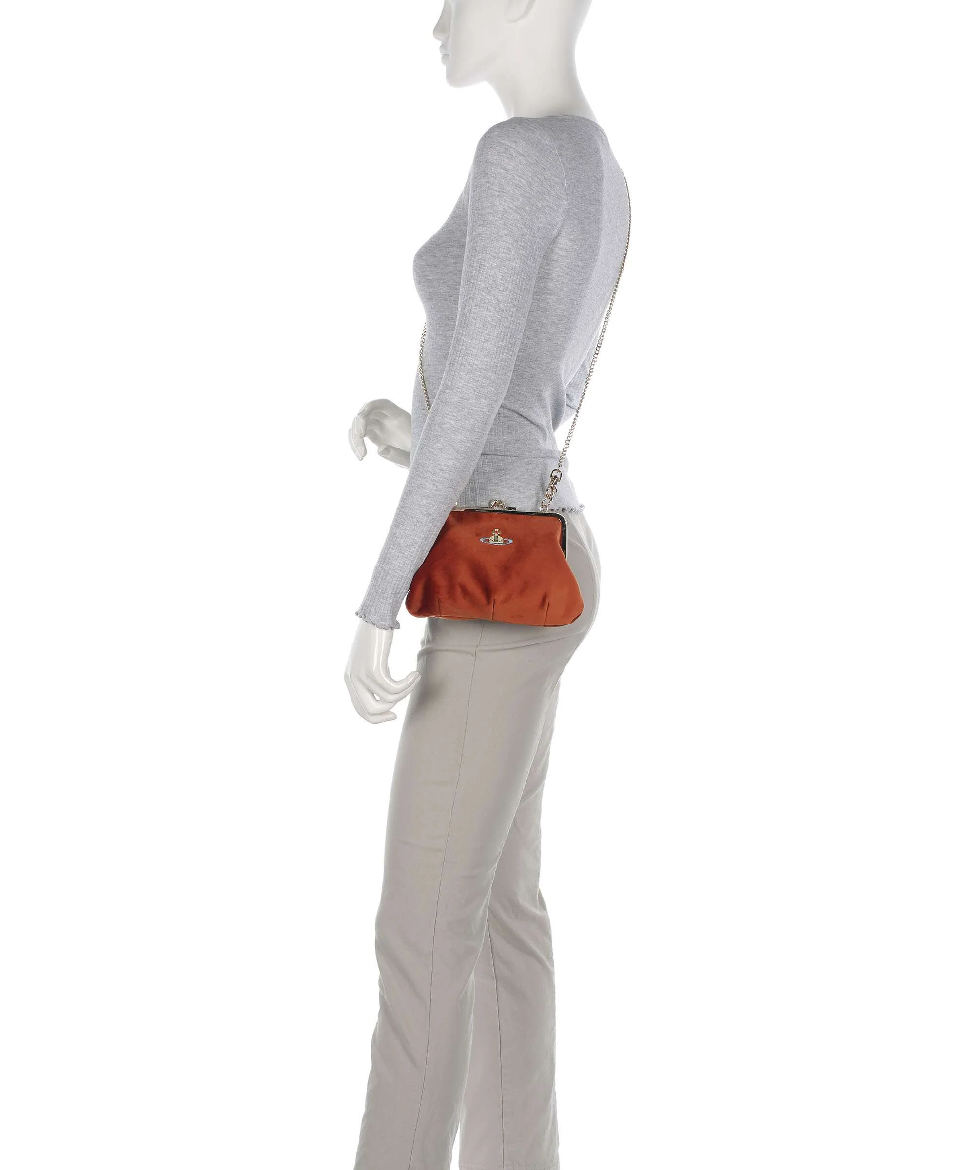 Vivienne Westwood Granny Frame Velvet Sac bandoulière burnt orange - Image 3
