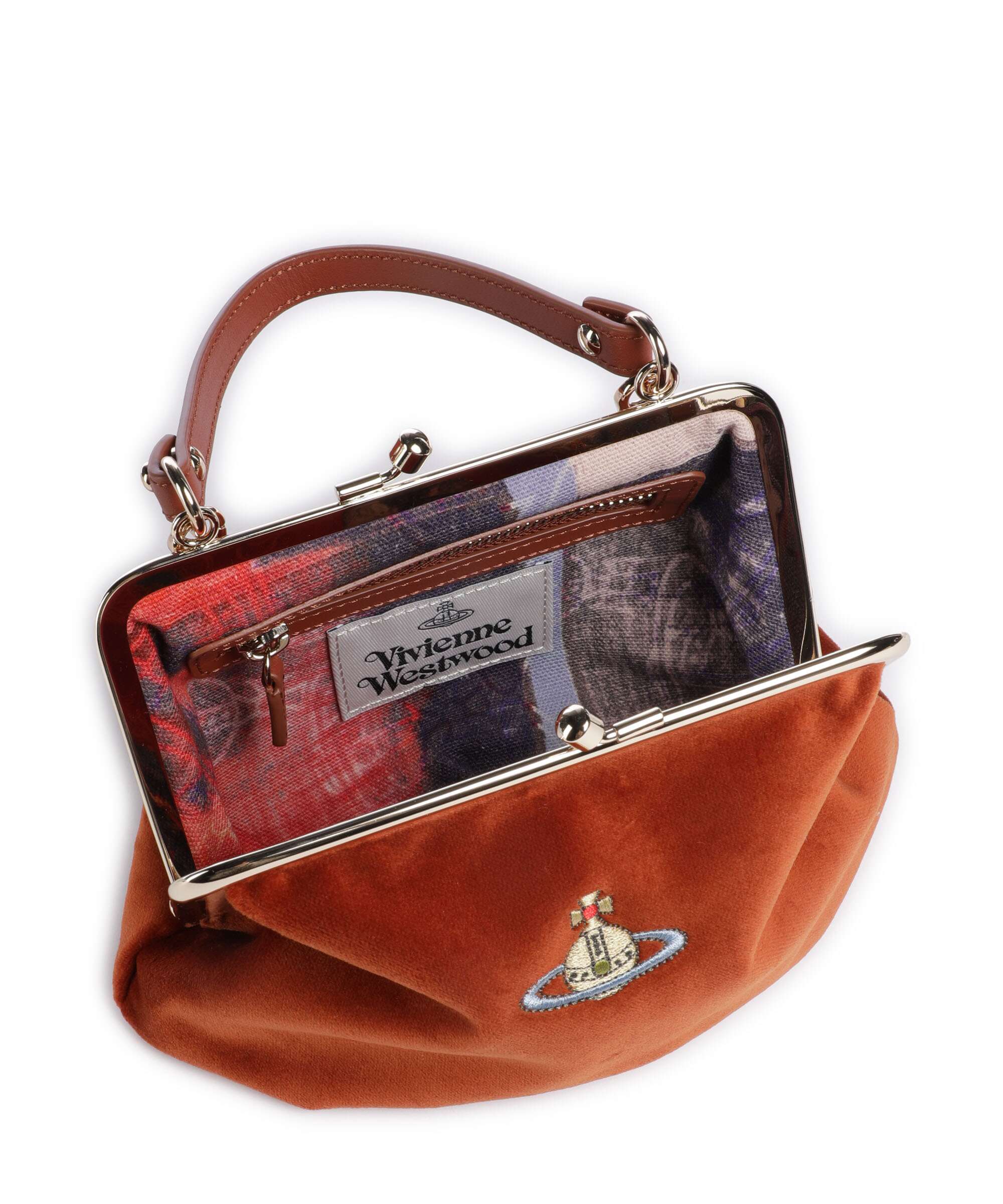 Vivienne Westwood Granny Frame Velvet Sac bandoulière burnt orange - Image 6