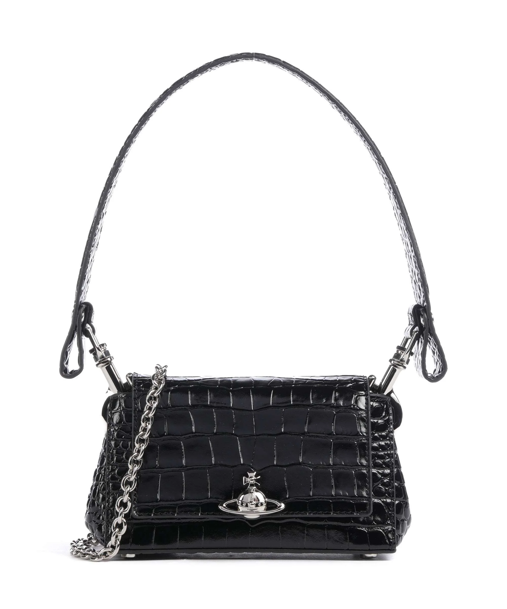 Vivienne Westwood Hazel Embossed Croc Small Sac porté épaule black
