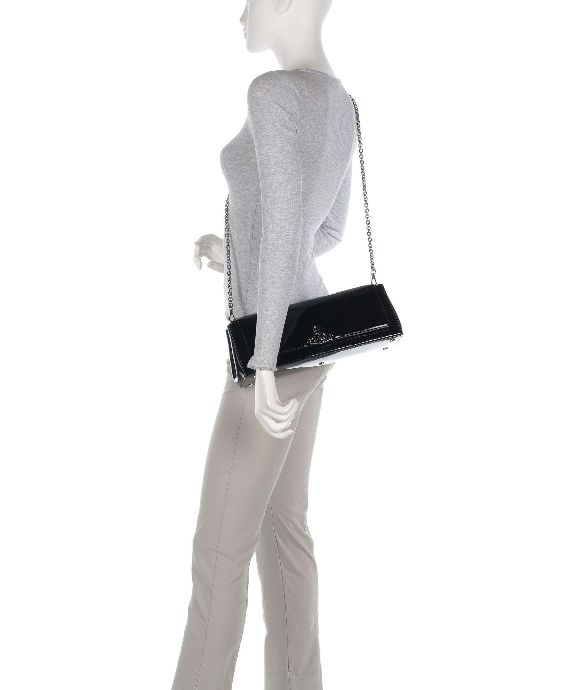 Vivienne Westwood Hazel Shiny Patent Large Sac porté épaule black - Image 4