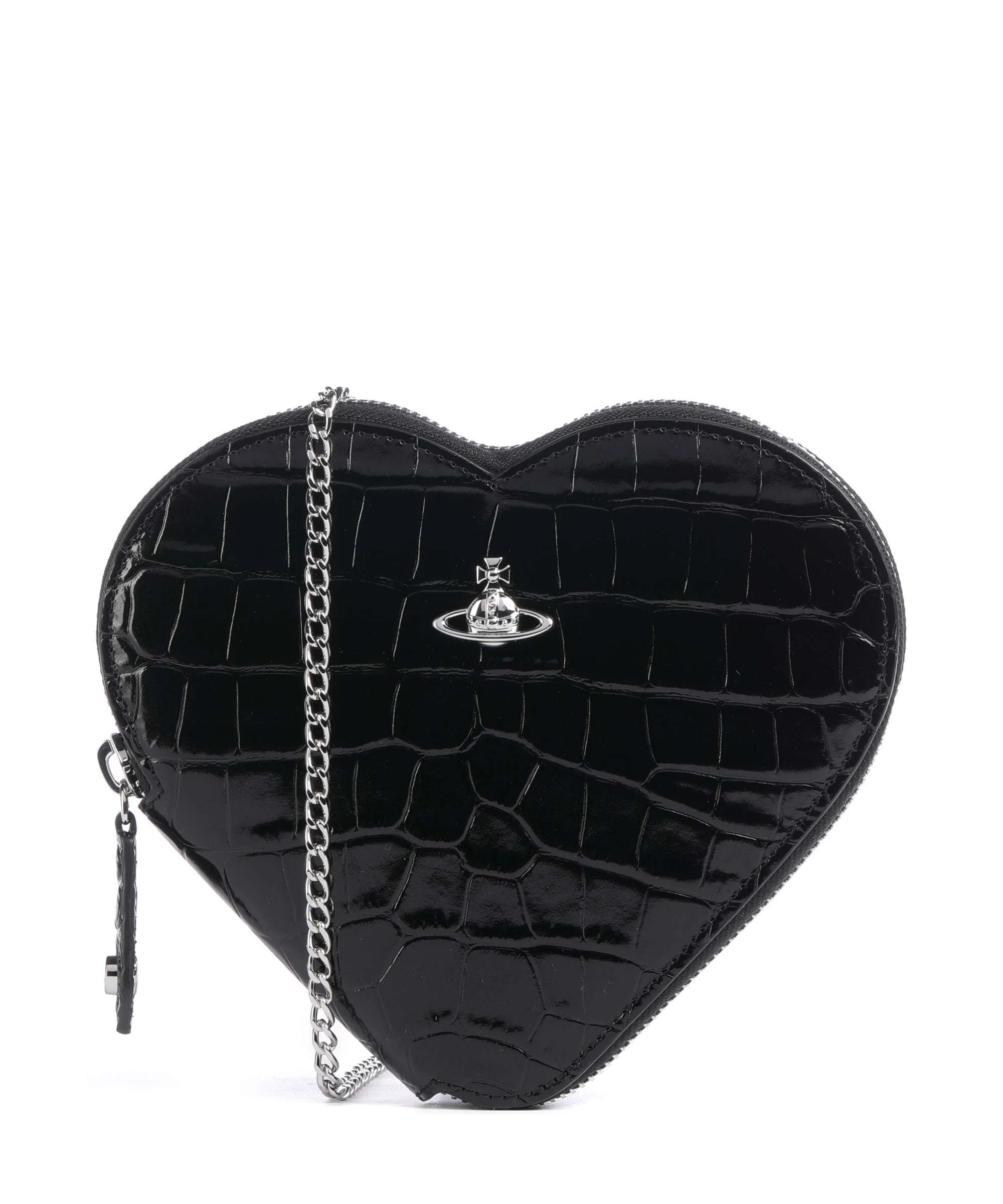 Vivienne Westwood Heart Embossed Croc Sac bandoulière black