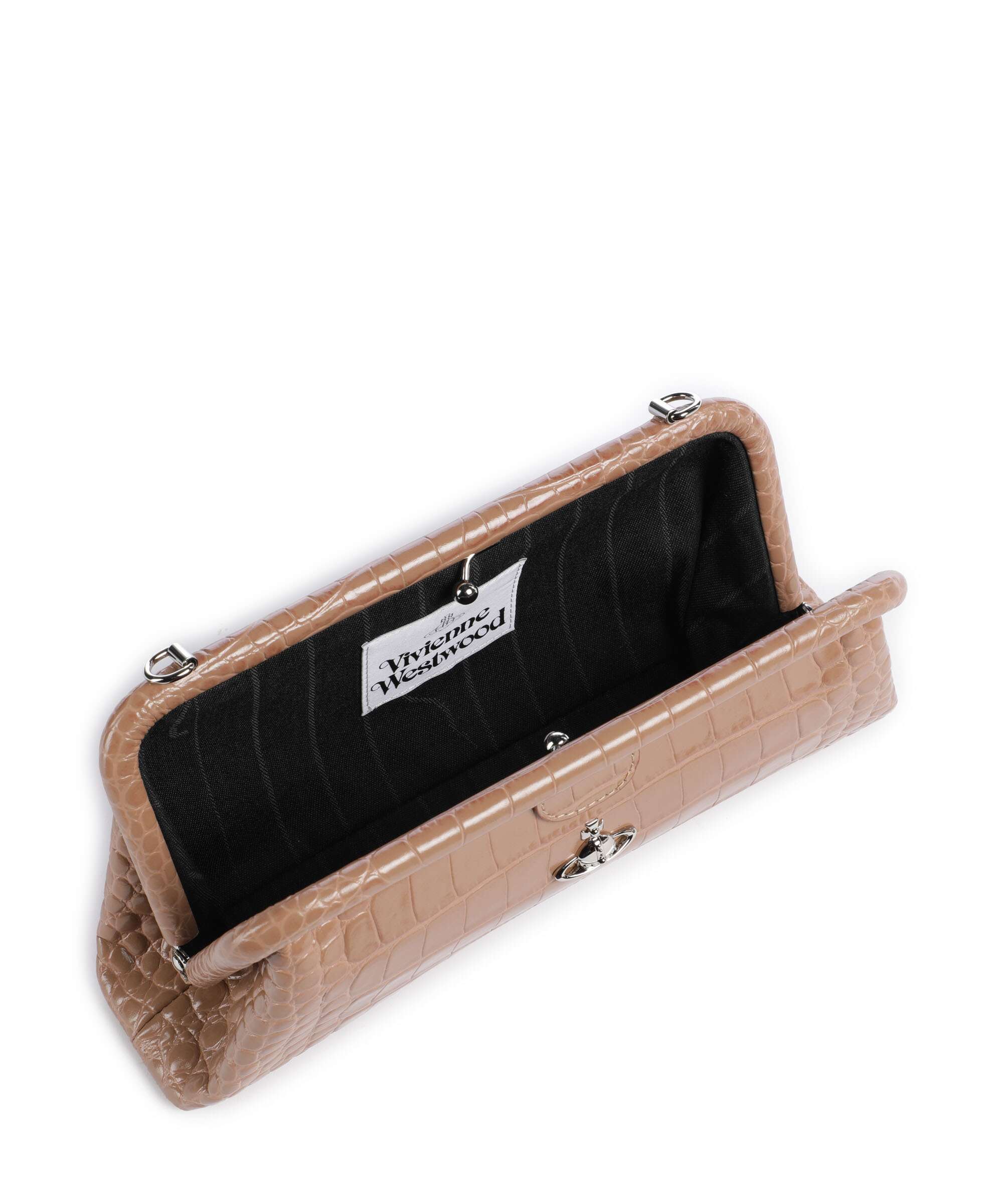Vivienne Westwood Jane Frame Embossed Croc Sac porté épaule dusty pink - Image 5