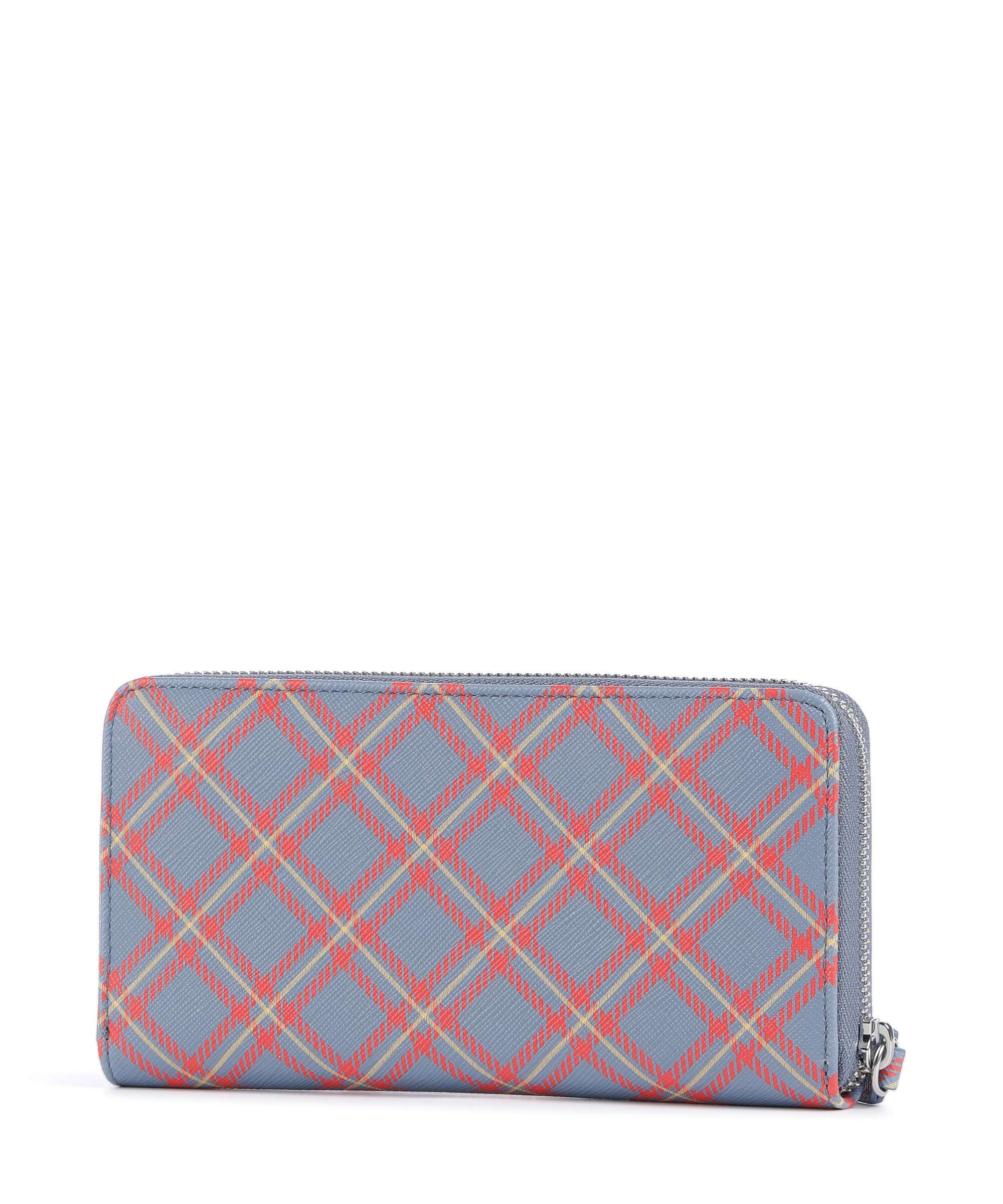 Vivienne Westwood Saffiano Printed Classic Portefeuille blue/orange tartan - Image 3