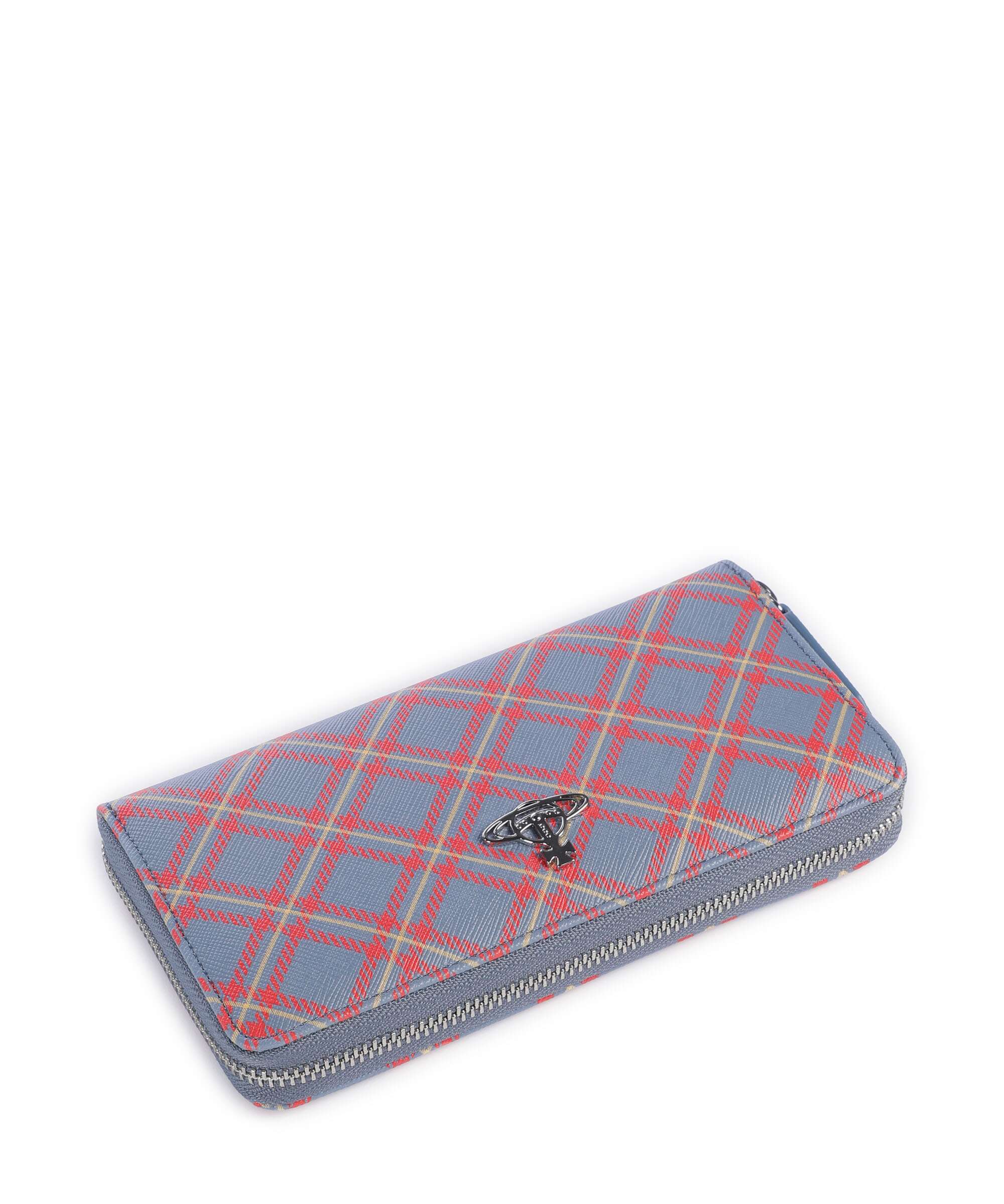 Vivienne Westwood Saffiano Printed Classic Portefeuille blue/orange tartan - Image 4